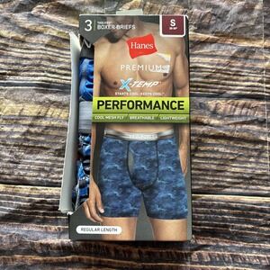 Hanes Premium Men's X-Temp Performance Tagless Boxer Briefs 3-Pack Red/Blue, S